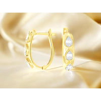 Royal 14K Yellow Gold Diamond Teardrop Earrings with Baguette and Round Brilliant Diamonds - 0.20 Carats Total Diamond Weight