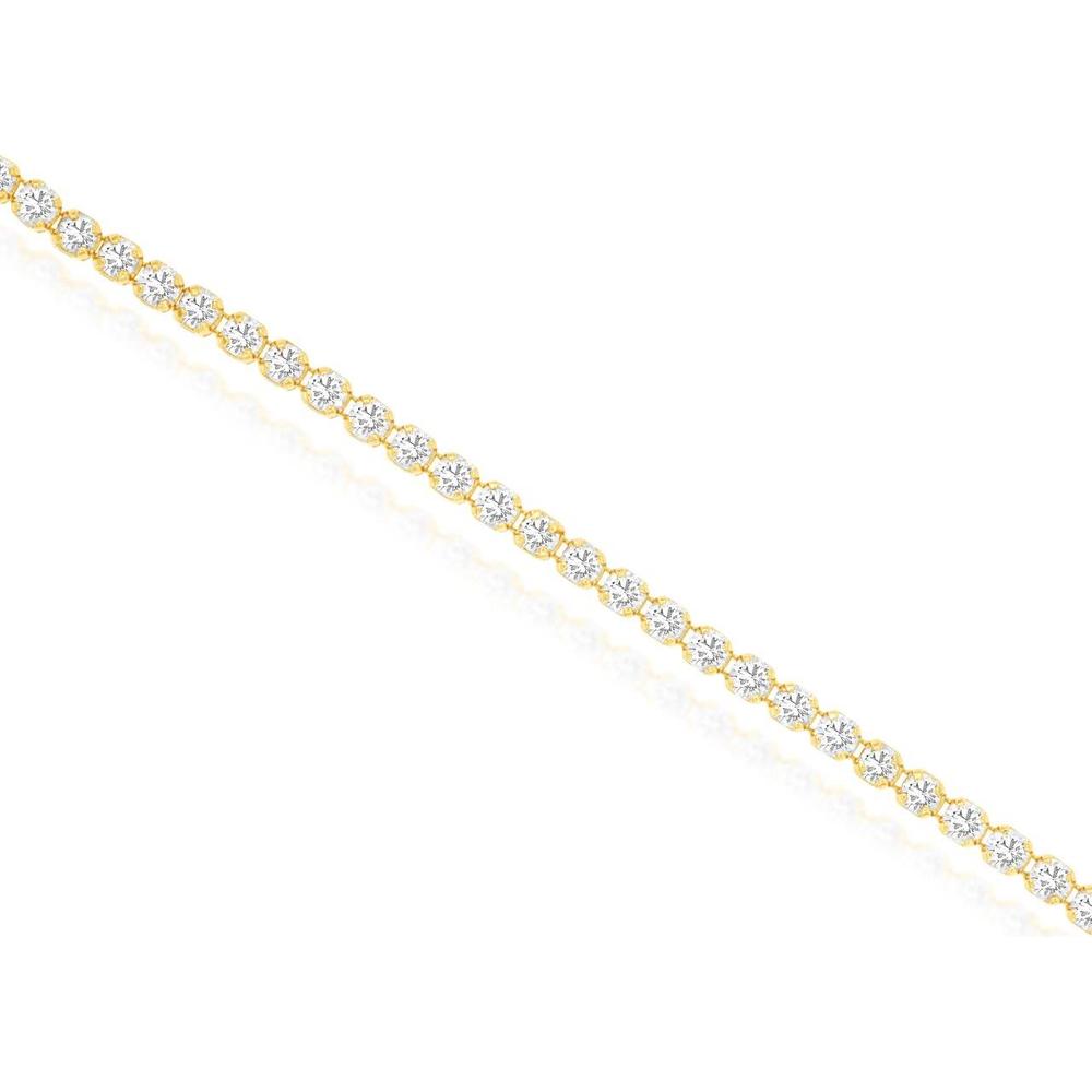 Royal 14K Yellow Gold Diamond Tennis Bracelet with Prong-Set Round Diamonds - 1.20 Carat Total Diamond Weight