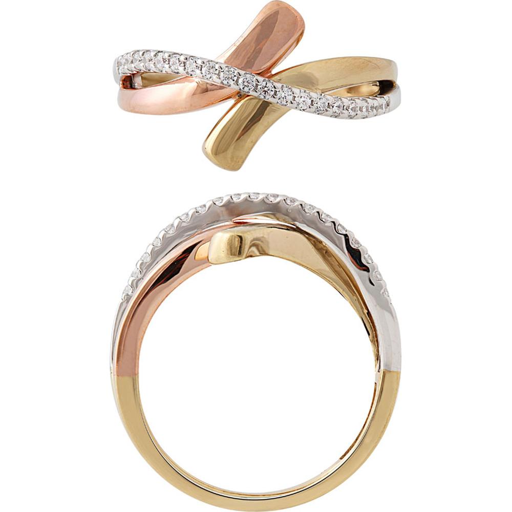 Royal 14K Yellow Gold Diamond Twisted Ring with Milgrain Detailing - 0.16 Carats Total Diamond Weight