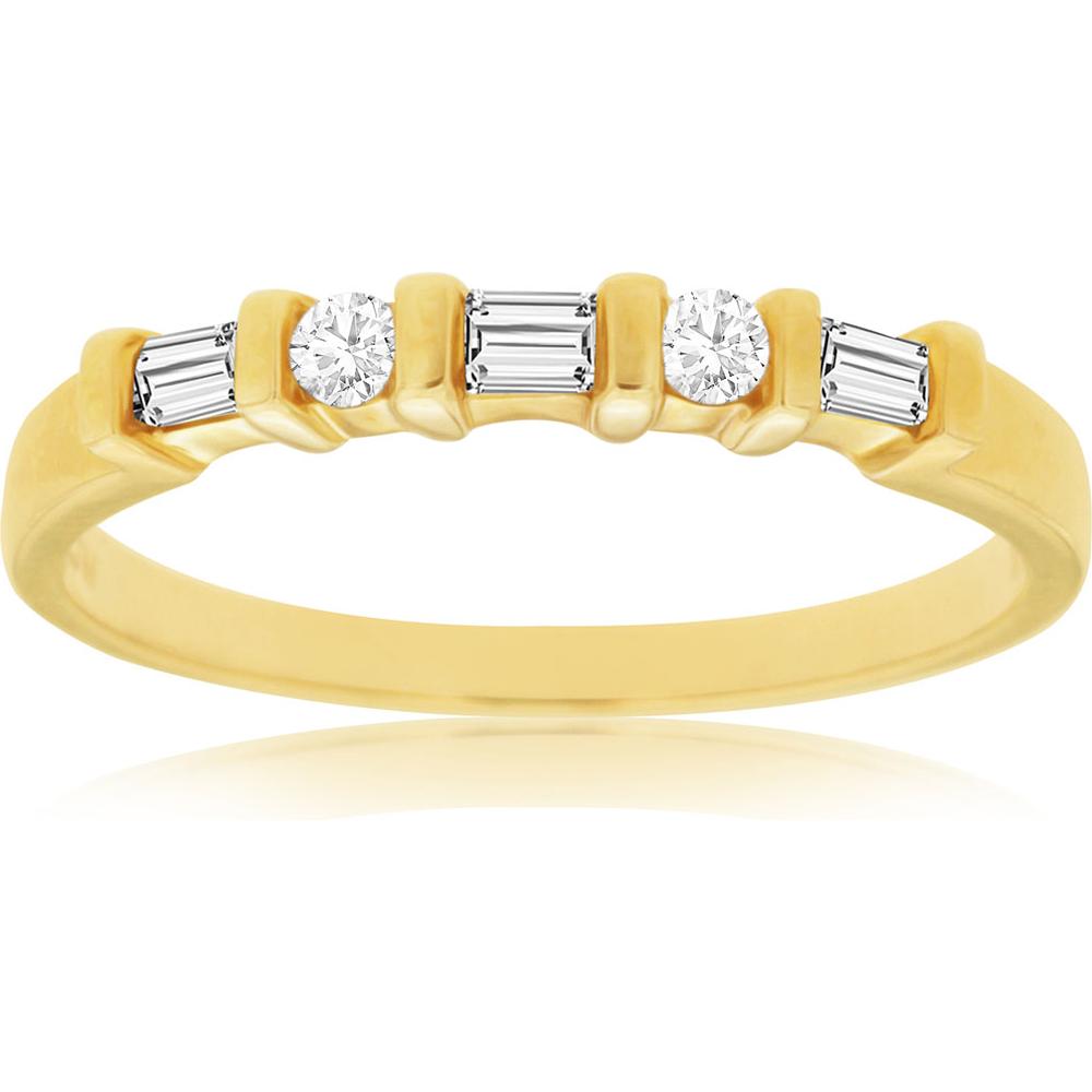 Royal 14K Yellow Gold Diamond Wedding Band - 0.17 Carat Total Diamond Weight