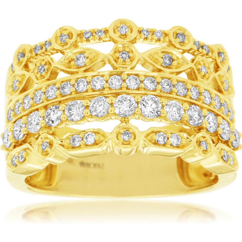 Royal 14K Yellow Gold Diamond Wedding Band - 0.75 Carat Total Diamond Weight