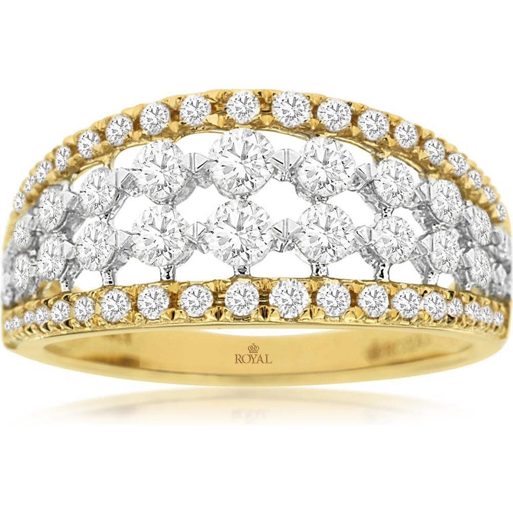 Royal 14K Yellow Gold Diamond Wedding Band - 1 Carat Total Diamond Weight