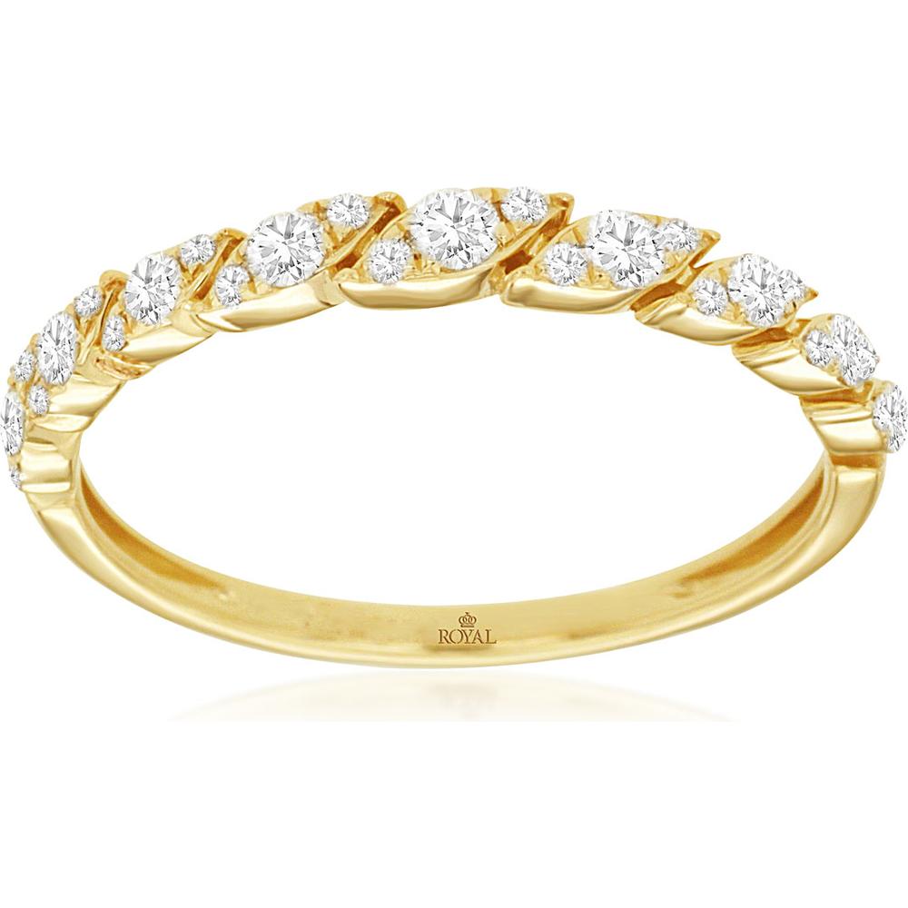 Royal 14K Yellow Gold Diamond Wedding Band with 0.29 Carat Round Brilliant Diamonds
