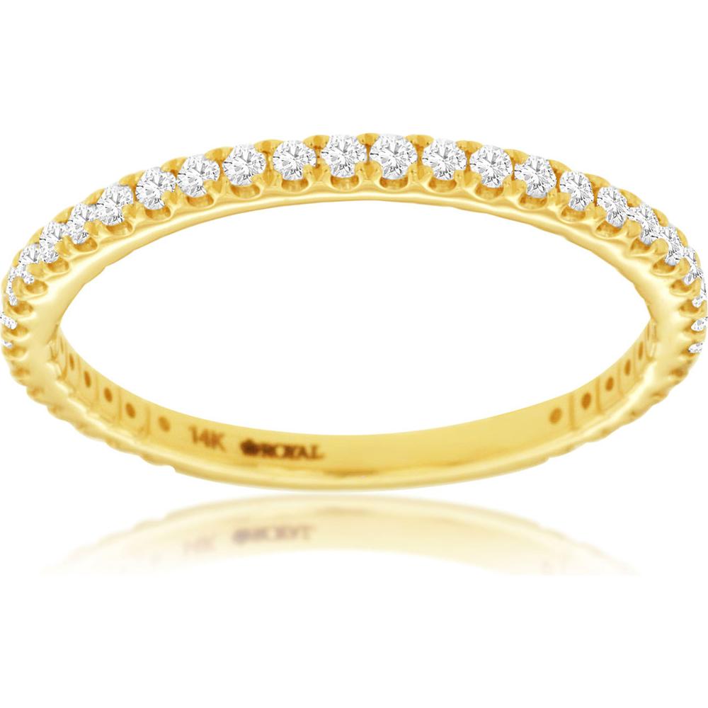 Royal 14K Yellow Gold Diamond Wedding Band with 0.34 Carat Total Diamond Weight