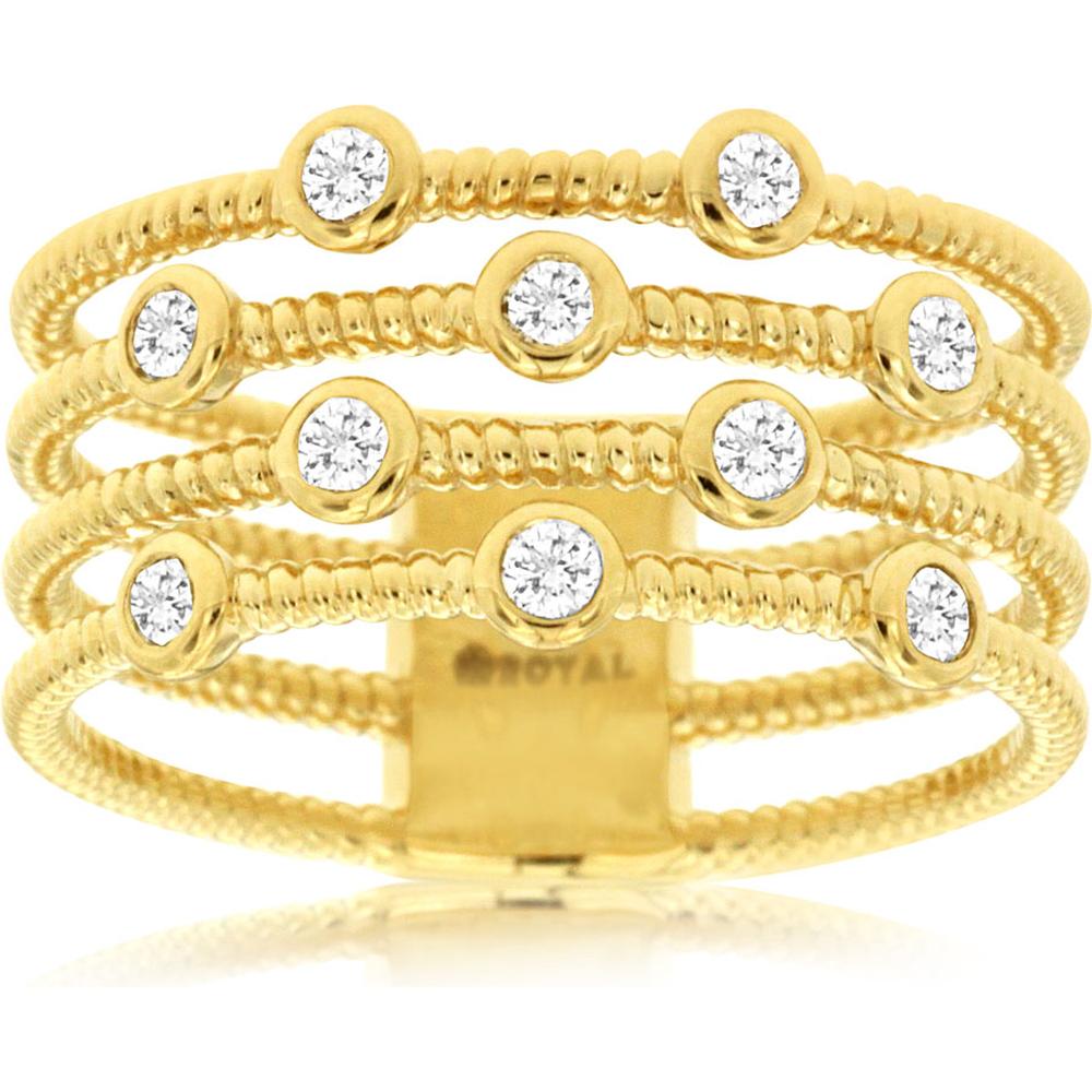 Royal 14K Yellow Gold Diamond Wedding Band with Bezel-Set Diamonds - 0.25 Carats Total Diamond Weight