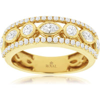 Royal 14K Yellow Gold Diamond Wedding Band with Brilliant Cut Diamonds - 0.90 Carats Total Diamond Weight