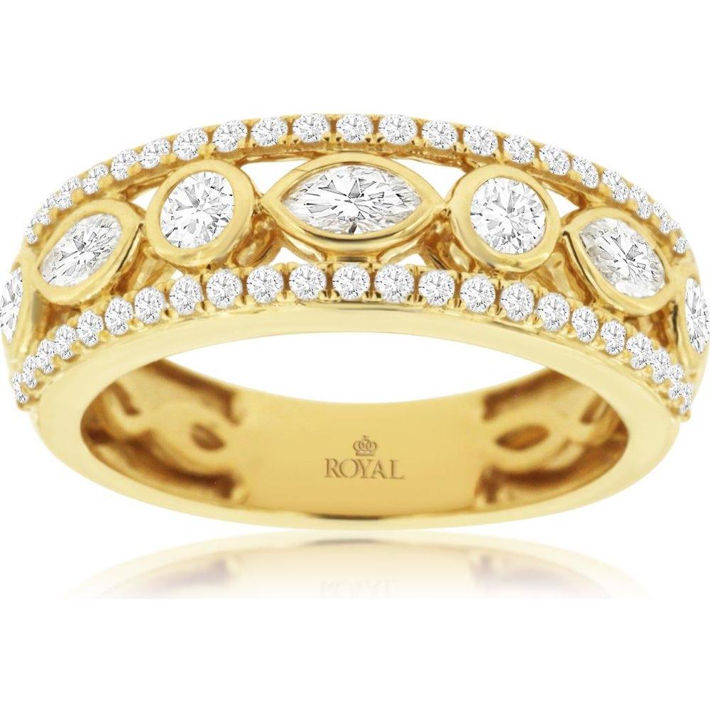 Royal 14K Yellow Gold Diamond Wedding Band with Brilliant Cut Diamonds - 0.90 Carats Total Diamond Weight