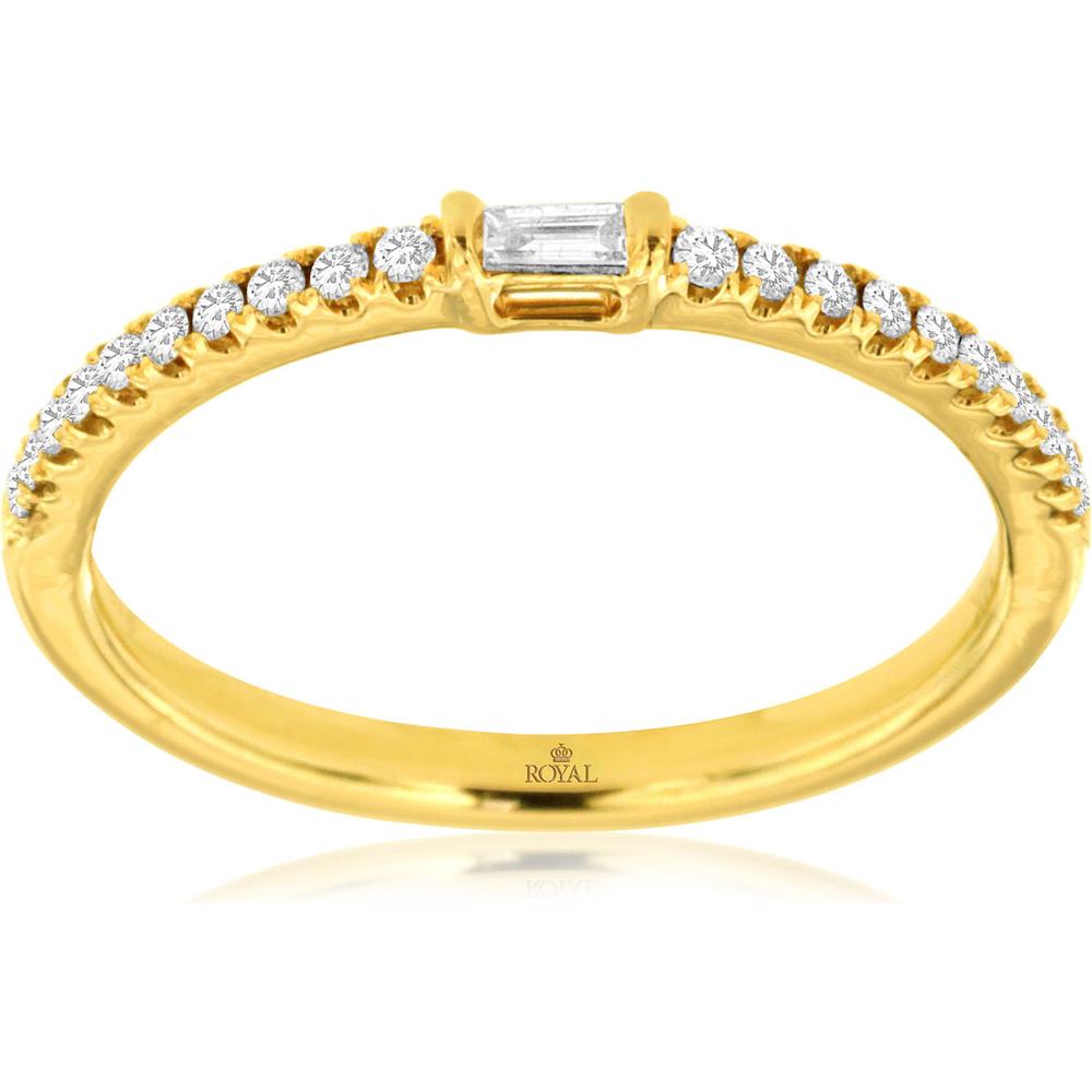 Royal 14K Yellow Gold Diamond Wedding Band with Brilliant Round Diamonds - 0.16 Carats Total Diamond Weight