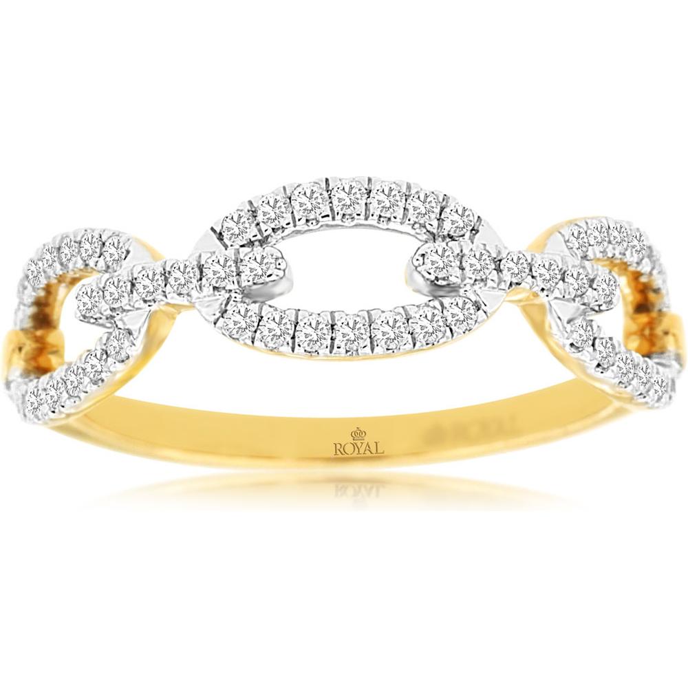 Royal 14K Yellow Gold Diamond Wedding Band with Interlocking Loop Design - 0.24 Carat Total Diamond Weight