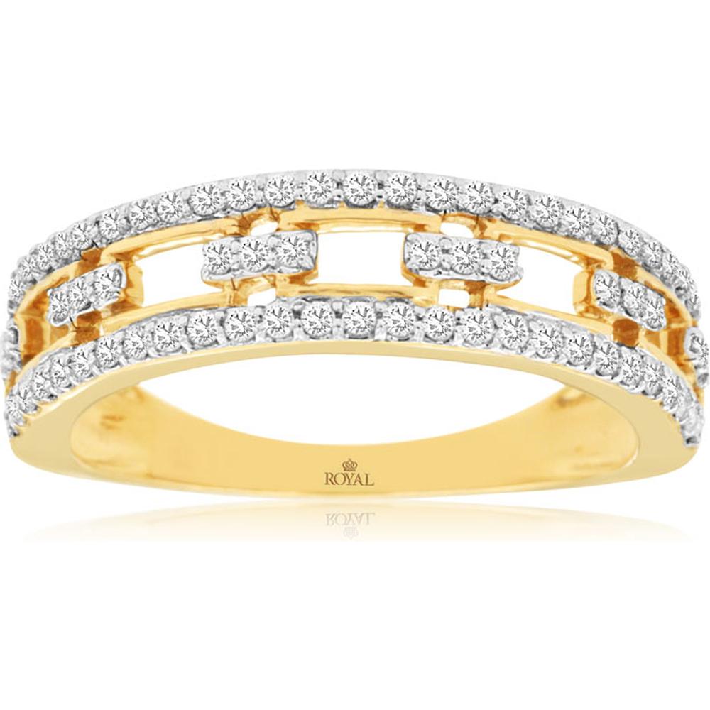 Royal 14K Yellow Gold Diamond Wedding Band with Openwork Design - 0.30 Carat Total Diamond Weight