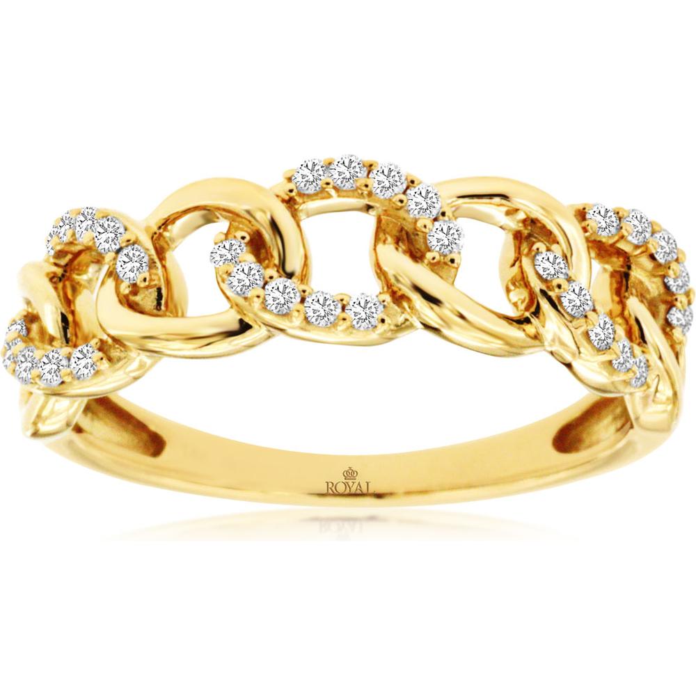Royal 14K Yellow Gold Diamond Wedding Band with Prong Set Diamonds - 0.21 Carats Total Diamond Weight