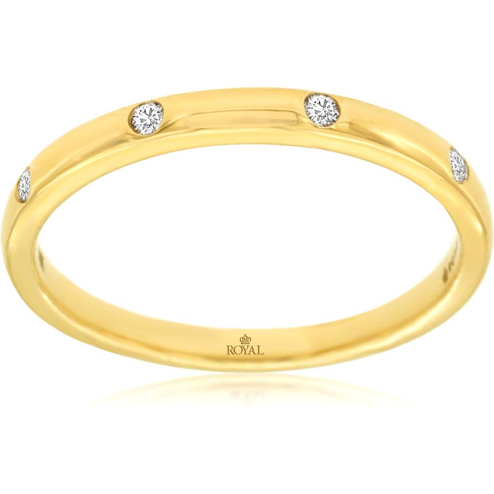 Royal 14K Yellow Gold Diamond Wedding Band with Round Diamonds - 0.06 Carats Total Diamond Weight