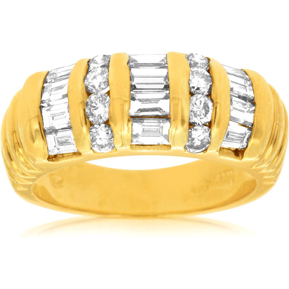 Royal 14K Yellow Gold Diamond Wedding Ring - 1.40 Carat Total Diamond Weight