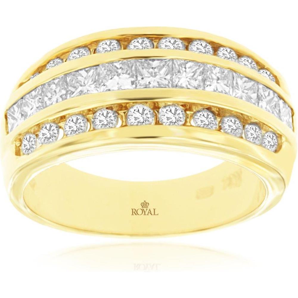 Royal 14K Yellow Gold Diamond Wedding Ring - 1.47 Carat Total Diamond Weight