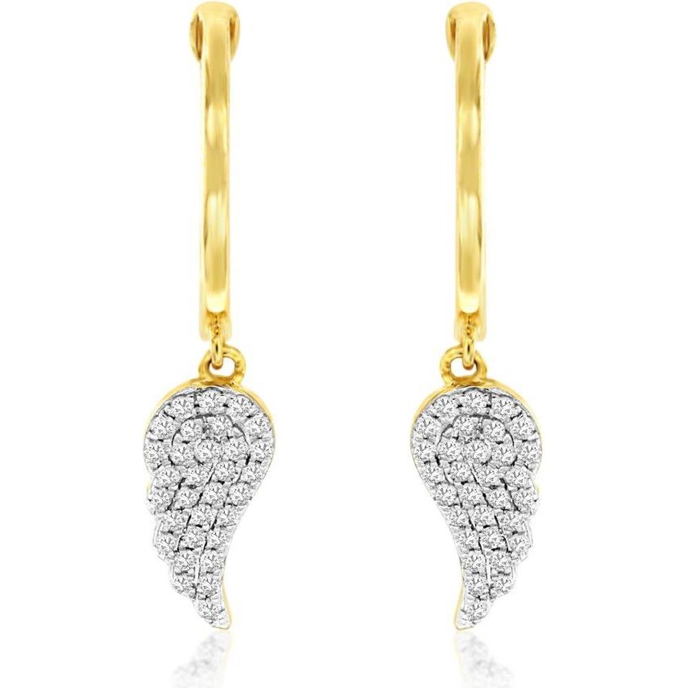 Royal 14K Yellow Gold Diamond Wing Hoop Earrings - 0.25 Carats Total Diamond Weight