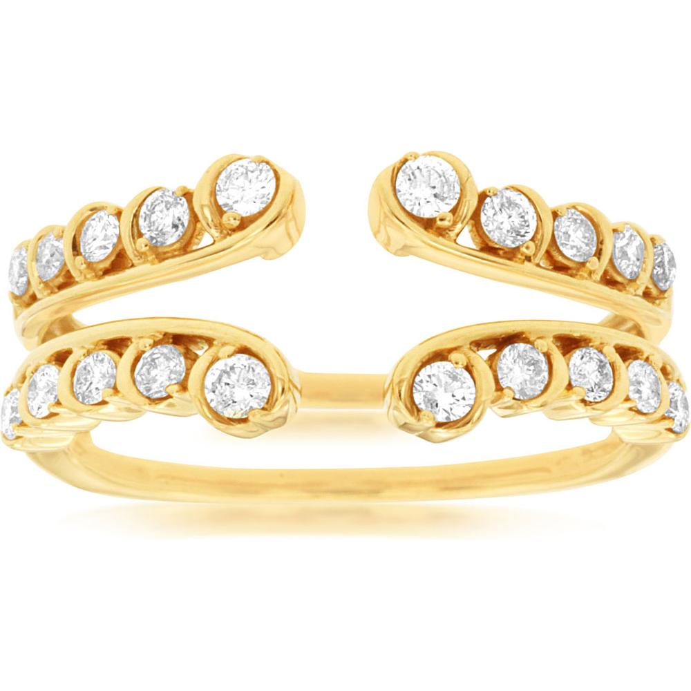 Royal 14K Yellow Gold Double Row Diamond Insert Ring - 0.50 Carat Total Diamond Weight