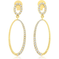 Royal 14K Yellow Gold Drop Earrings with Pavé-Set Round Diamonds and Rope Texture - 0.45 Carats Total Diamond Weight