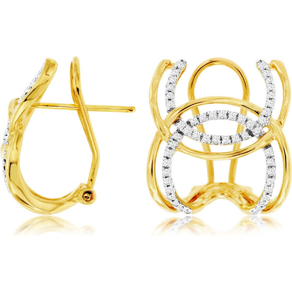 Royal 14K Yellow Gold Drop Earrings with Round Diamonds - 0.29 Carat Total Diamond Weight