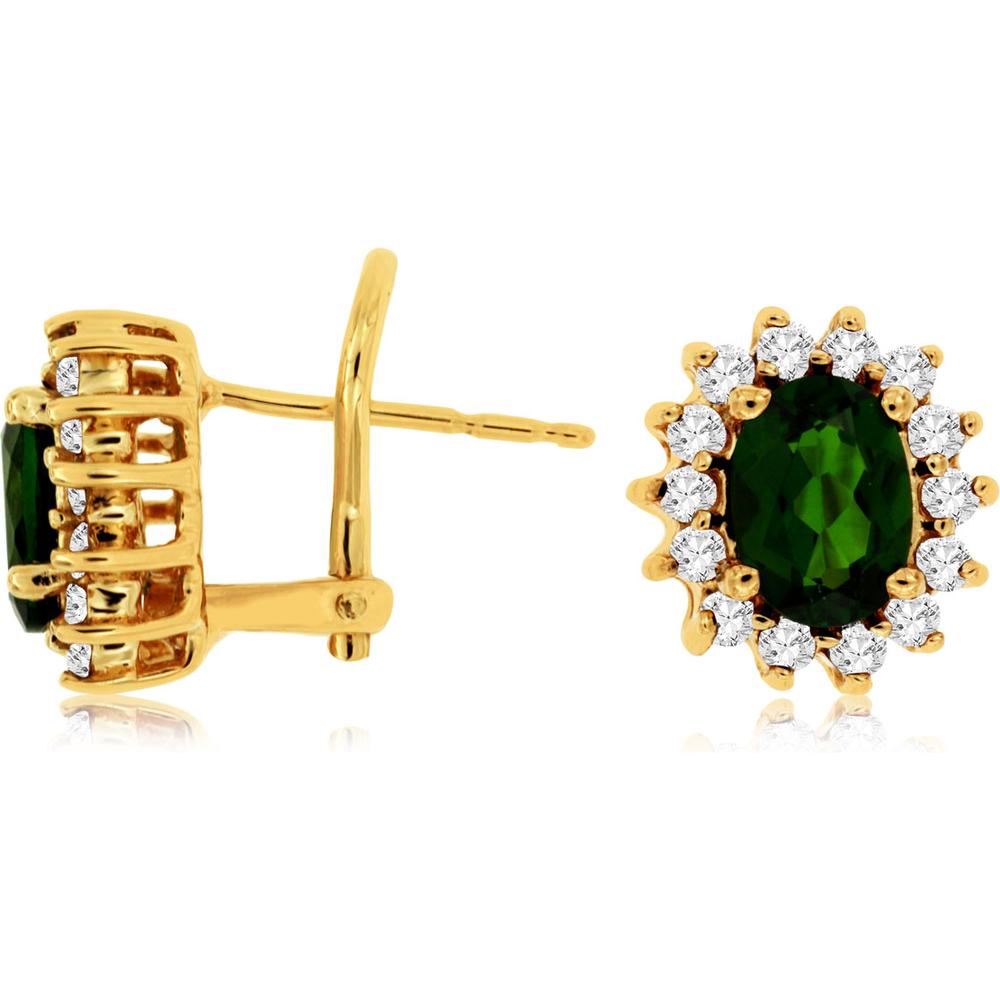 Royal 14K Yellow Gold Elegant Oval Russalite and Diamond Earrings - 2.50 Carat Total Weight