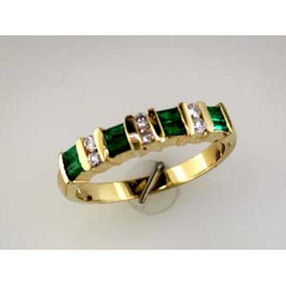 Royal 14K Yellow Gold Emerald & Diamond Band - 0.45 Carat Emerald, 0.16 Carat Diamonds