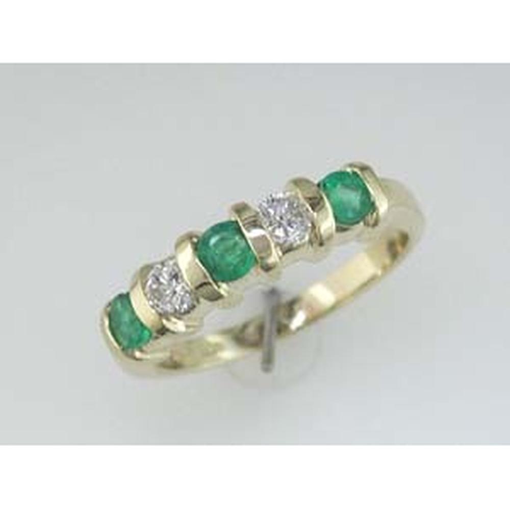 Royal 14K Yellow Gold Emerald and Diamond Band - 1.00 Carat Total Gem Weight