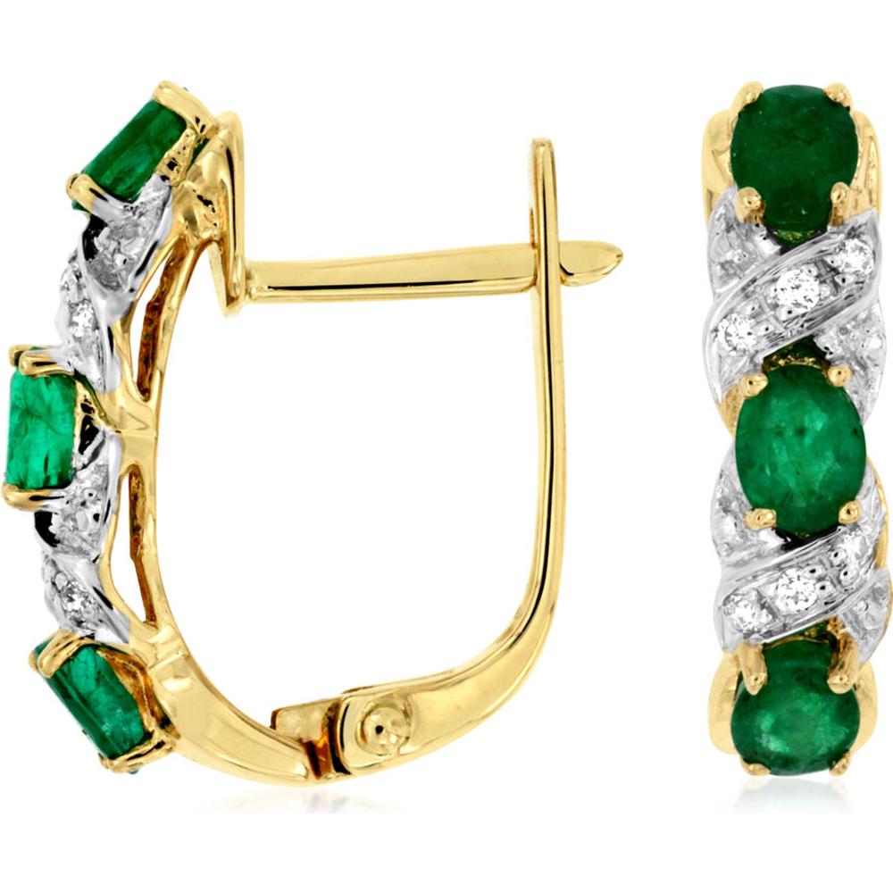 Royal 14K Yellow Gold Emerald & Diamond Earrings - Exquisite Glamour