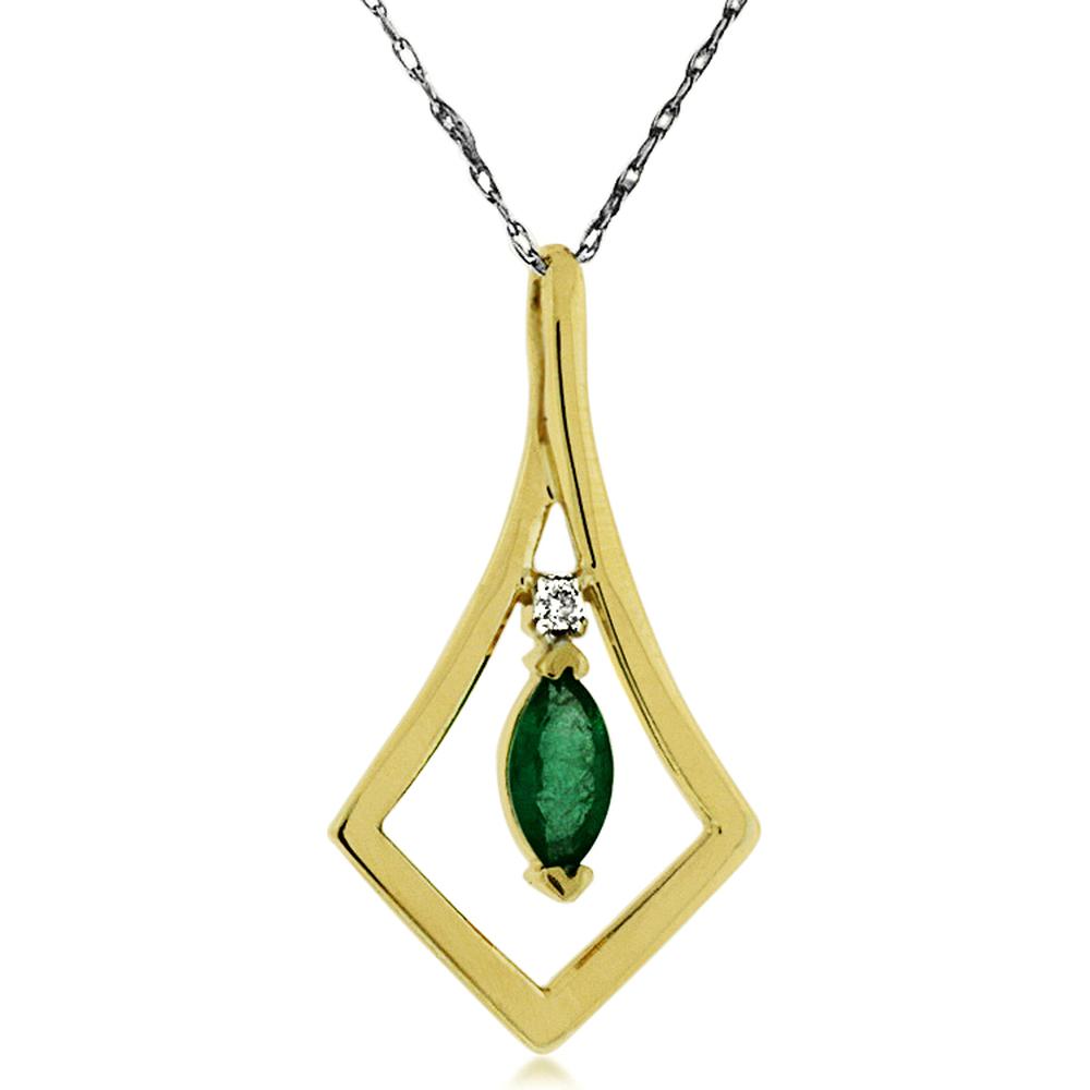 Royal 14K Yellow Gold Emerald and Diamond Halo Pendant