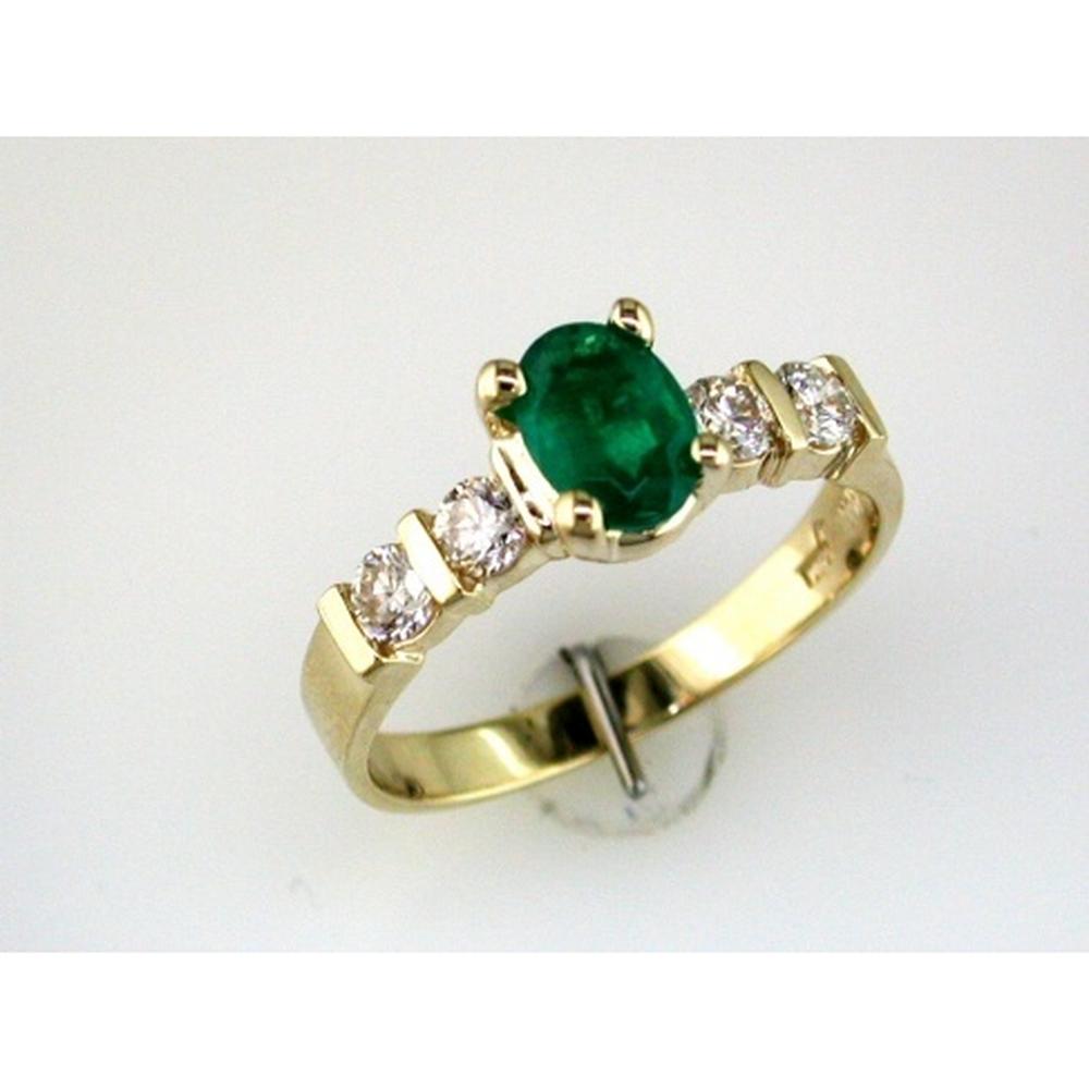 Royal 14K Yellow Gold Emerald & Diamond Halo Ring - 1.25 Carats Total Gem Weight