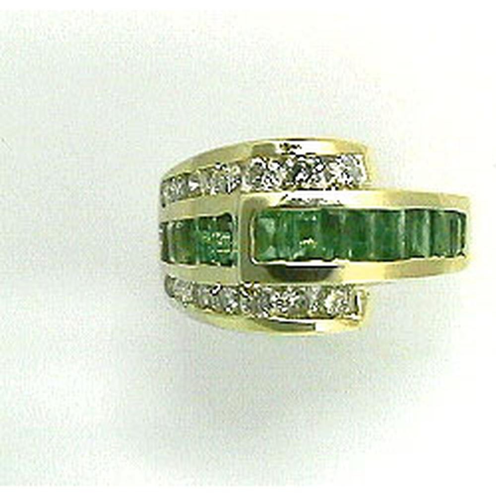 Royal 14K Yellow Gold Emerald and Diamond Halo Ring - 1.50 Carat Emerald
