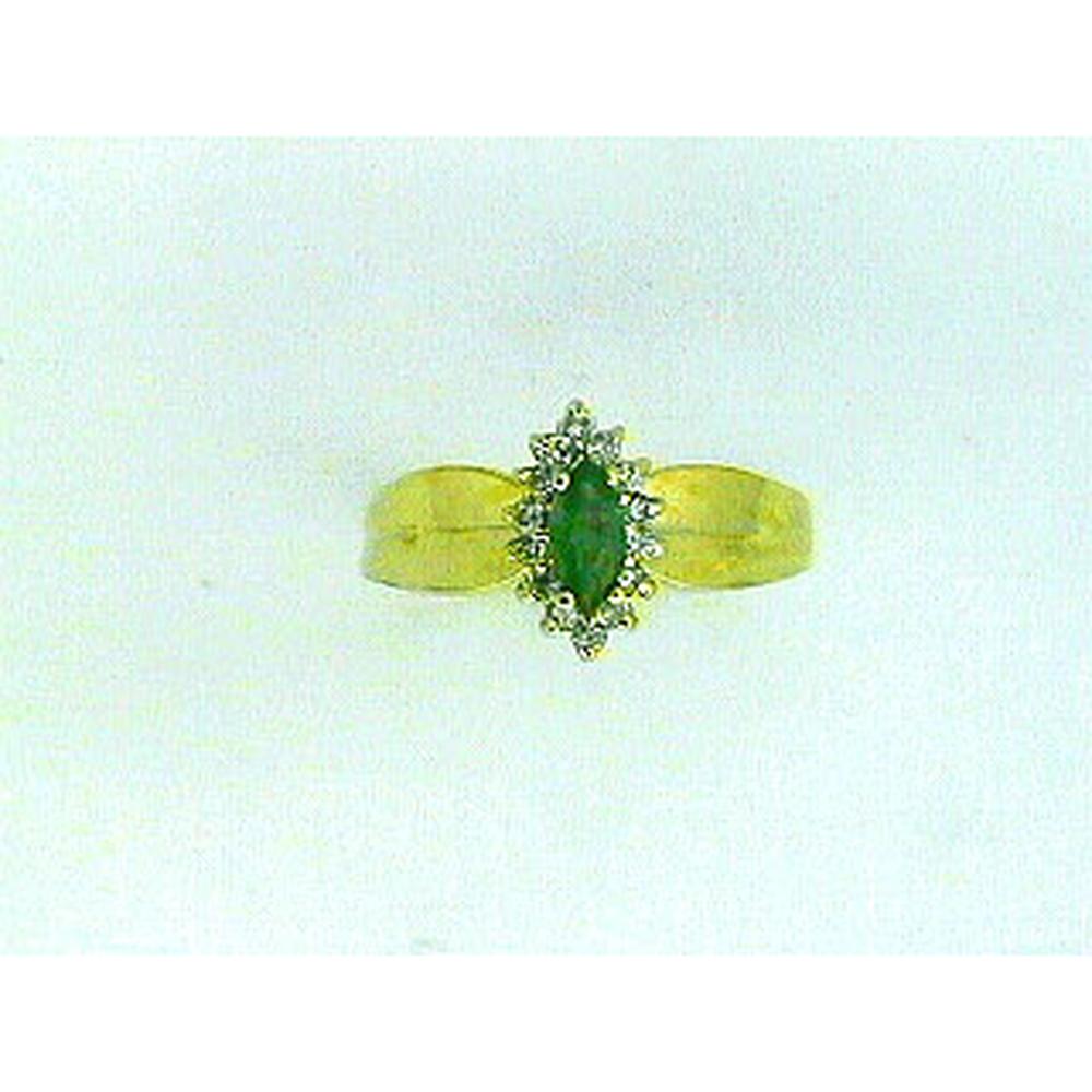 Royal 14K Yellow Gold Emerald and Diamond Halo Ring - Timeless Elegance
