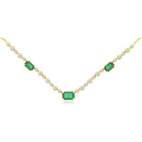 Royal 14K Yellow Gold Emerald and Diamond Necklace - 1.60 Carats Total Gem Weight