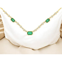 Royal 14K Yellow Gold Emerald and Diamond Necklace - 1.60 Carats Total Gem Weight