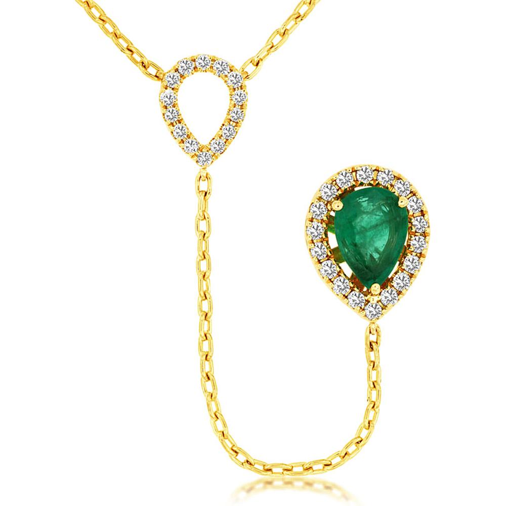 Royal 14K Yellow Gold Emerald & Diamond Necklace - Timeless Elegance