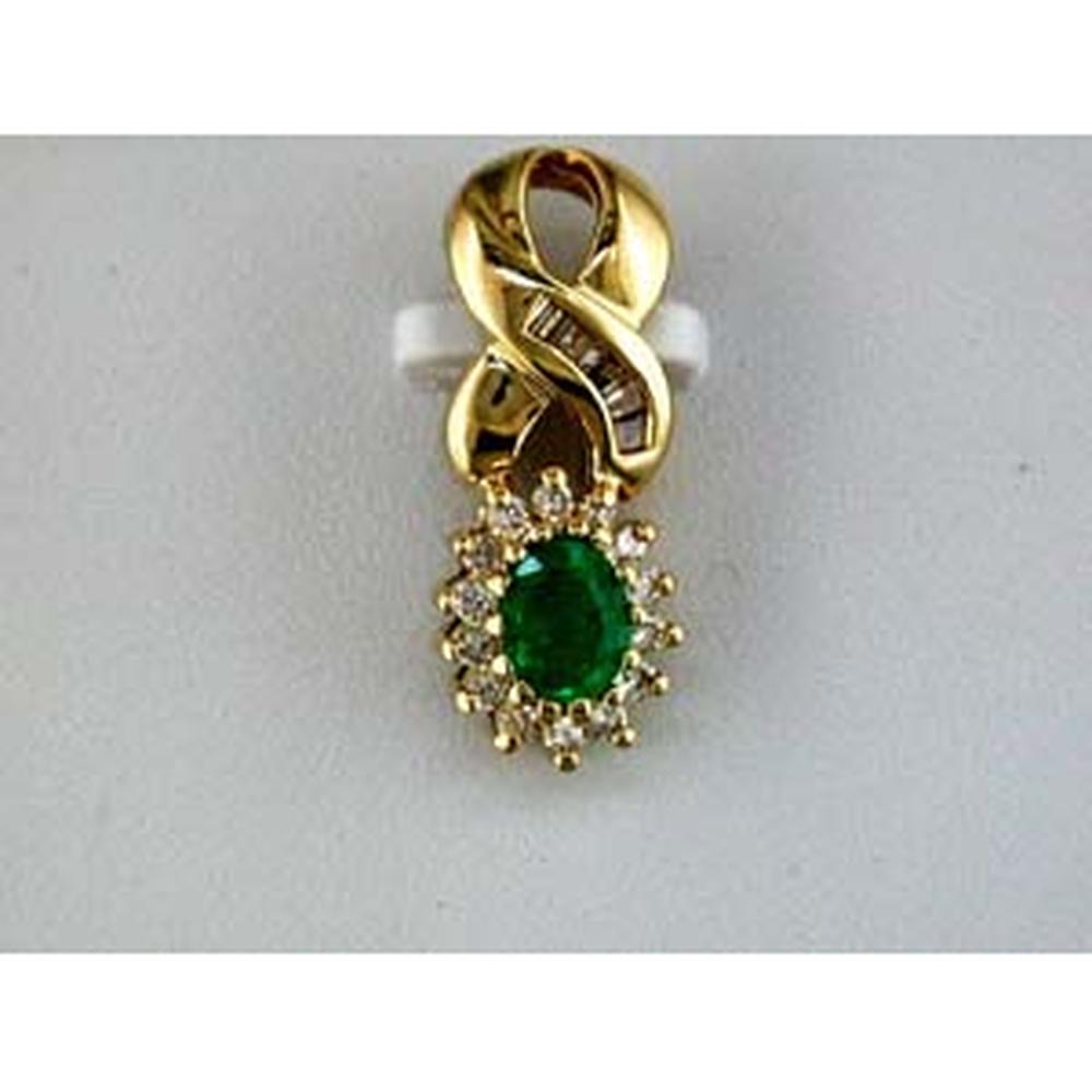 Royal 14K Yellow Gold Emerald & Diamond Pendant - Opulent Elegance