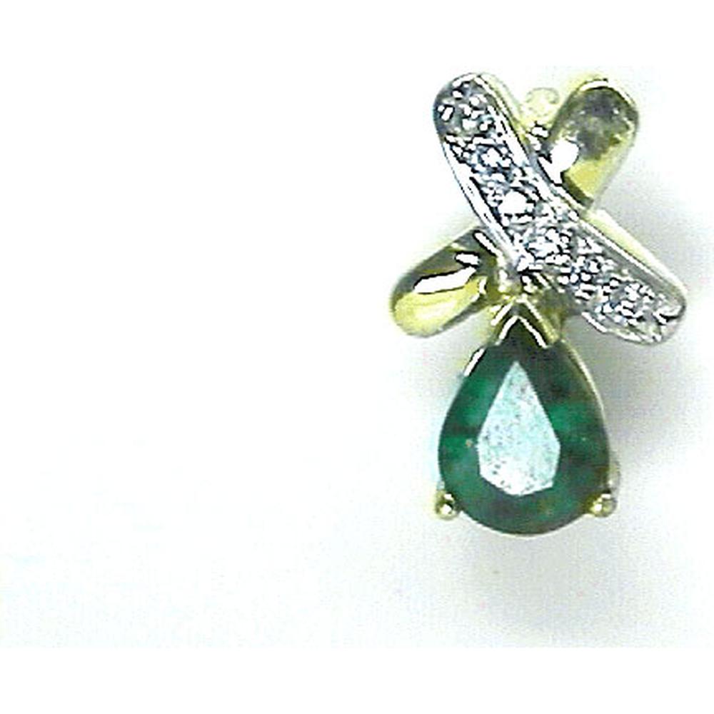 Royal 14K Yellow Gold Emerald & Diamond Pendant - Radiant Elegance