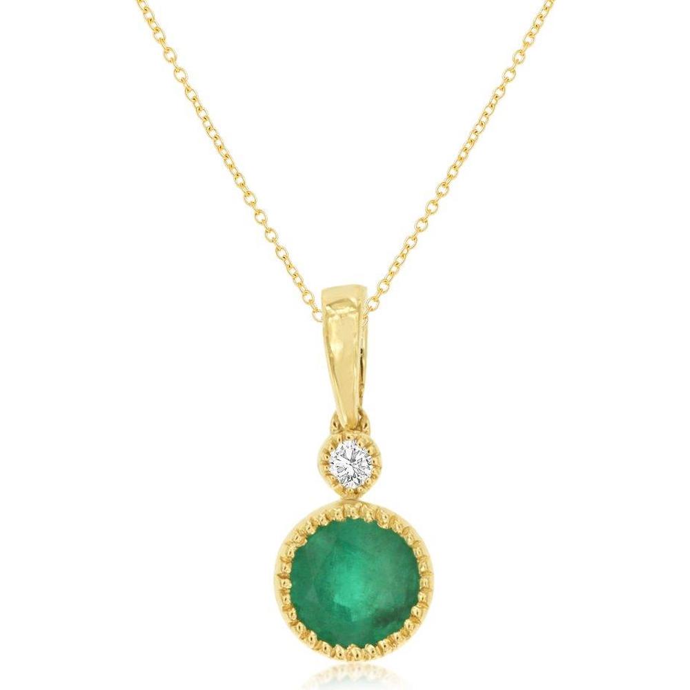 Royal 14K Yellow Gold Emerald & Diamond Pendant - Timeless Elegance