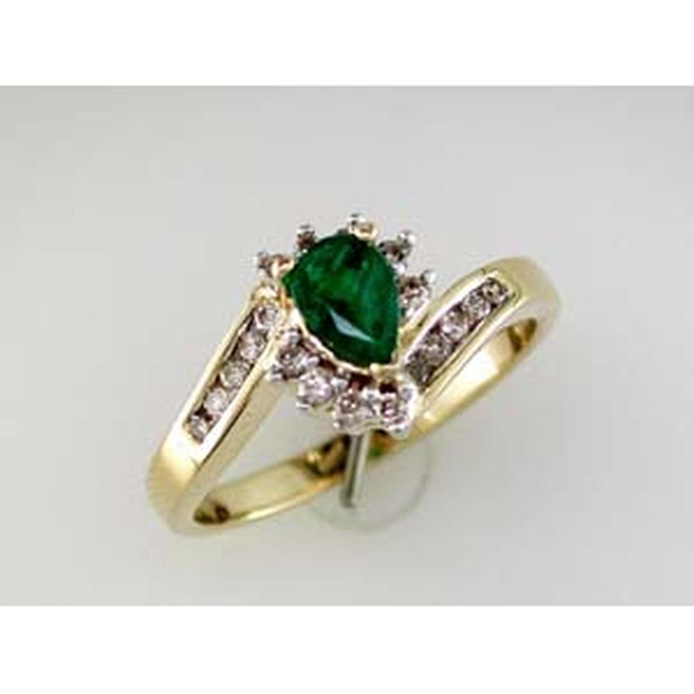 Royal 14K Yellow Gold Emerald & Diamond Ring - 0.50 Carat Emerald, 0.25 Carat Diamond Total Weight