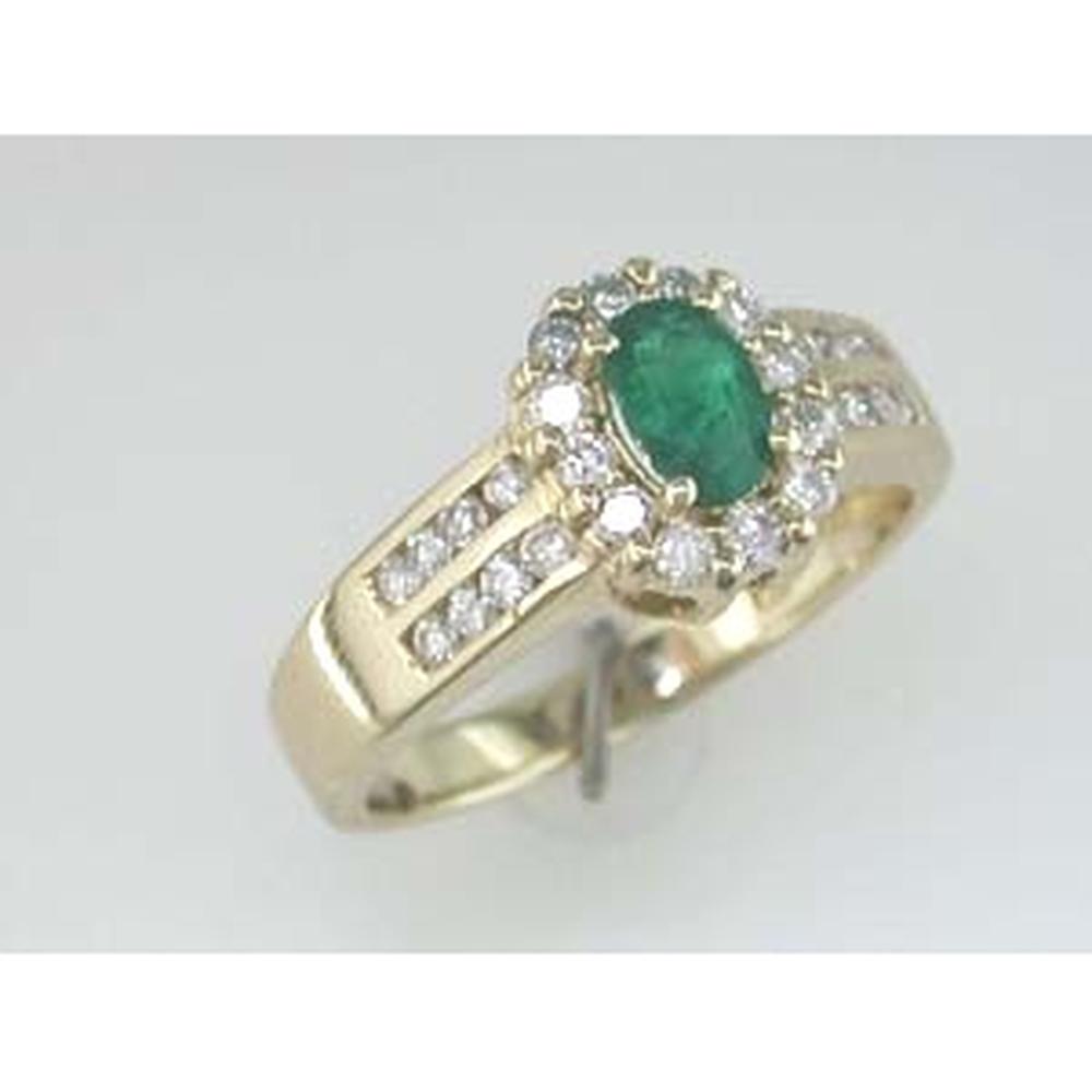 Royal 14K Yellow Gold Emerald & Diamond Ring - 1.00 Carat Total Gem Weight