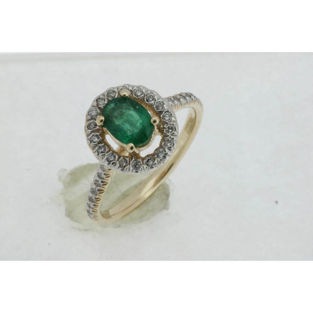 Royal 14K Yellow Gold Emerald & Diamond Ring - 1.05 Carat Total Gem Weight