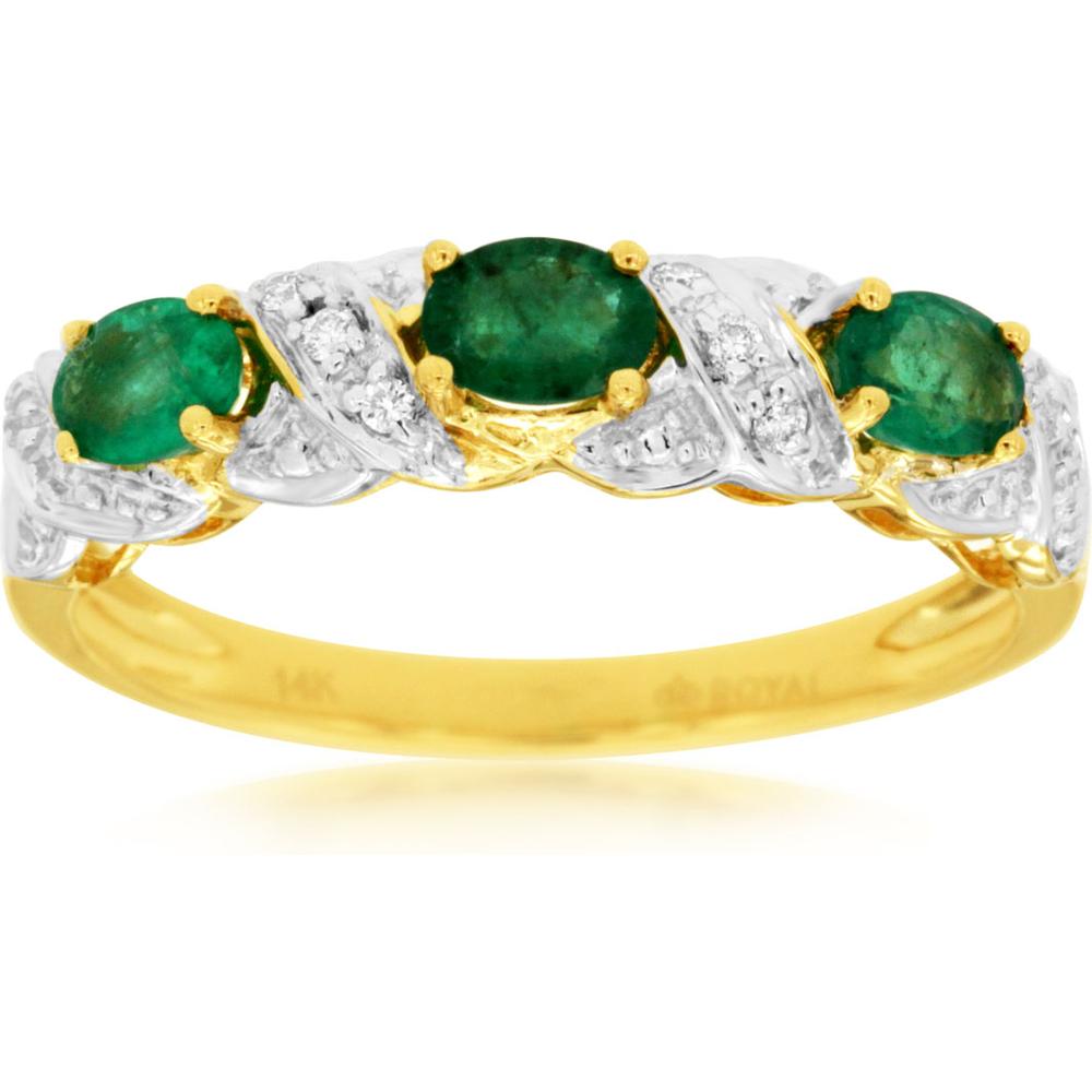 Royal 14K Yellow Gold Emerald & Diamond Ring - Exquisite Elegance