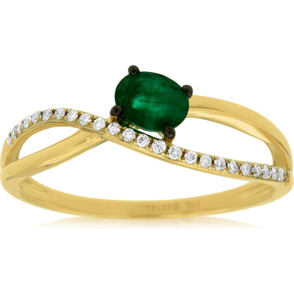 Royal 14K Yellow Gold Emerald & Diamond Ring - Radiant Beauty