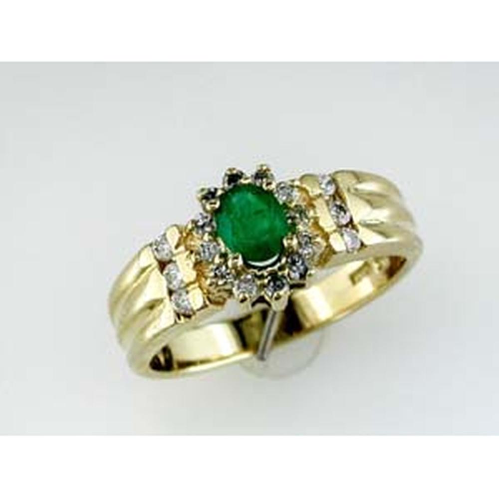 Royal 14K Yellow Gold Emerald & Diamond Ring - Timeless Elegance