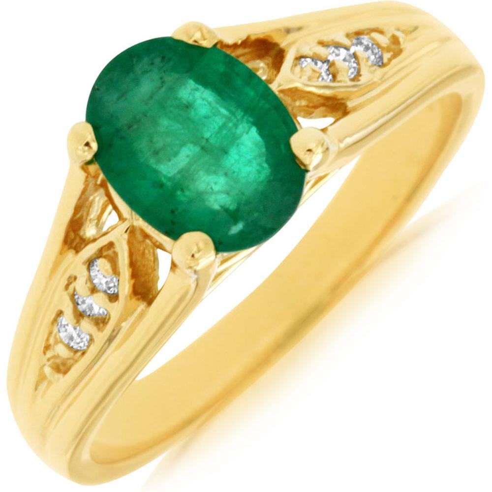 Royal 14K Yellow Gold Emerald & Diamond Ring - Timeless Elegance