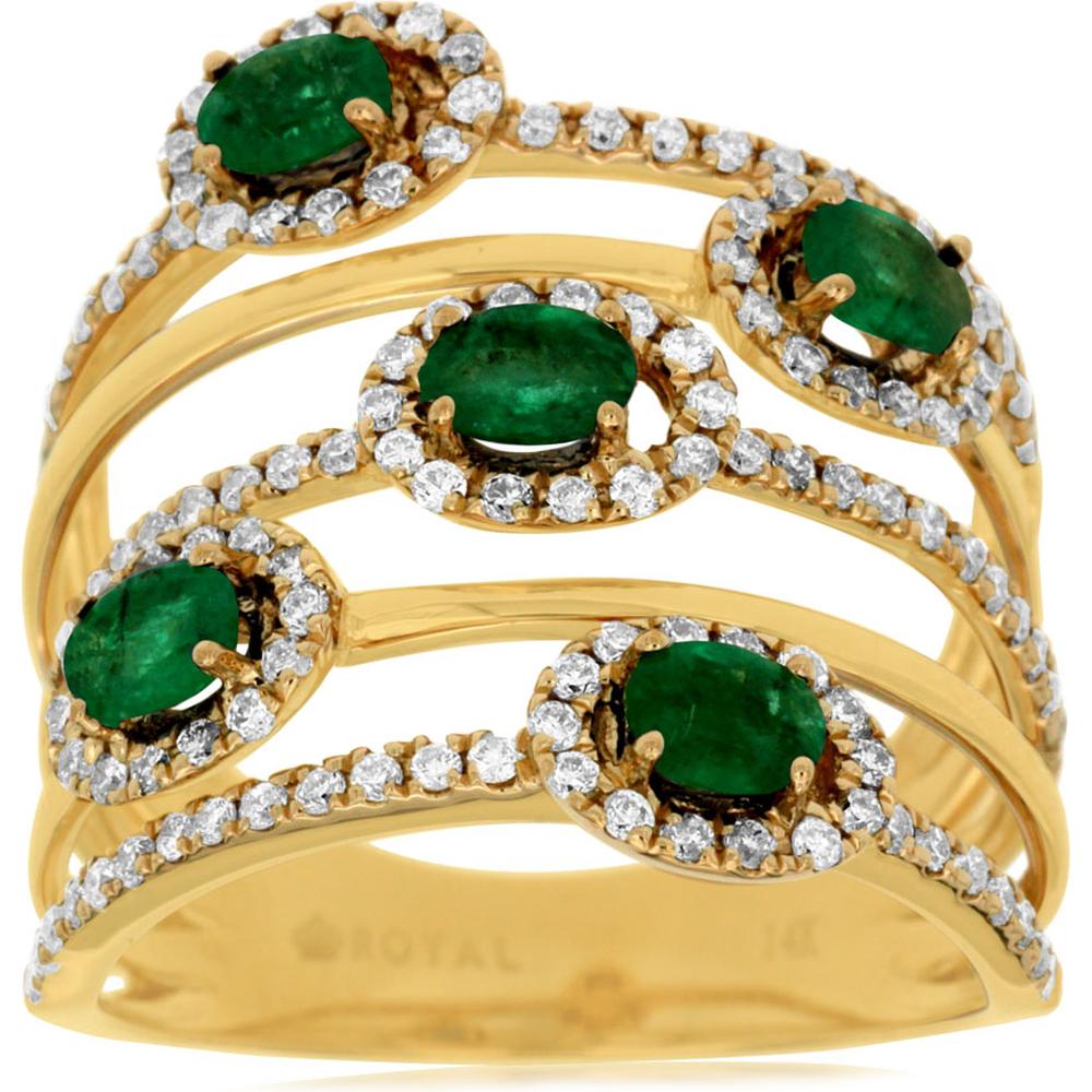 Royal 14K Yellow Gold Emerald & Diamond Ring - Timeless Elegance