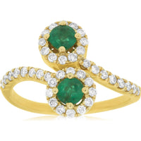 Royal 14K Yellow Gold Emerald & Diamond Ring - Timeless Elegance