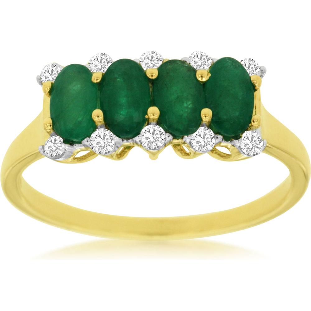 Royal 14K Yellow Gold Emerald and Diamond Ring - Timeless Elegance