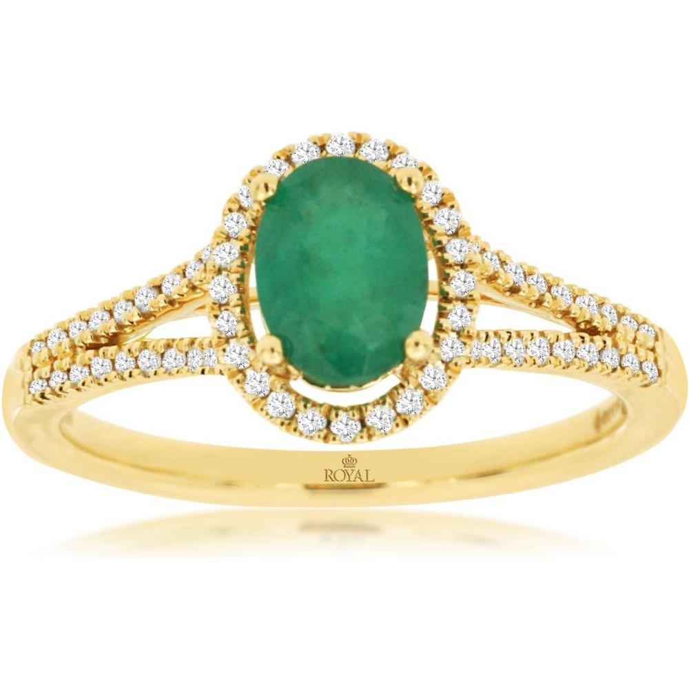 Royal 14K Yellow Gold Emerald and Diamond Ring - Timeless Elegance