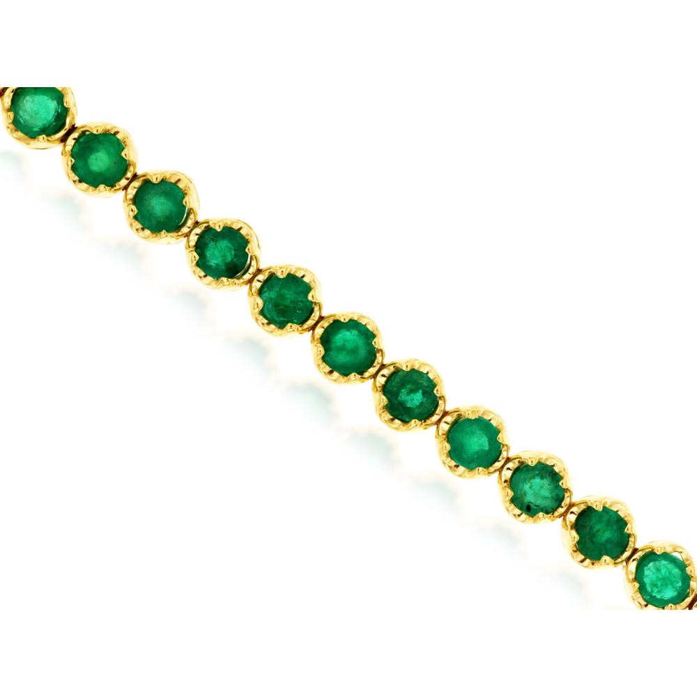 Royal 14K Yellow Gold Emerald & Diamond Tennis Bracelet - 4.90 Carats Total Emerald Weight