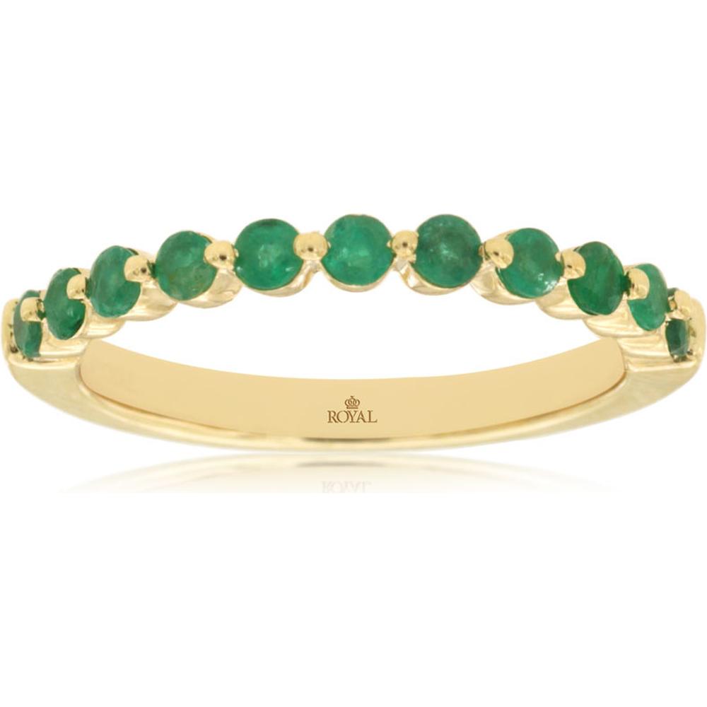 Royal 14K Yellow Gold Emerald Band Ring with 0.58 Carats Total Emerald Weight