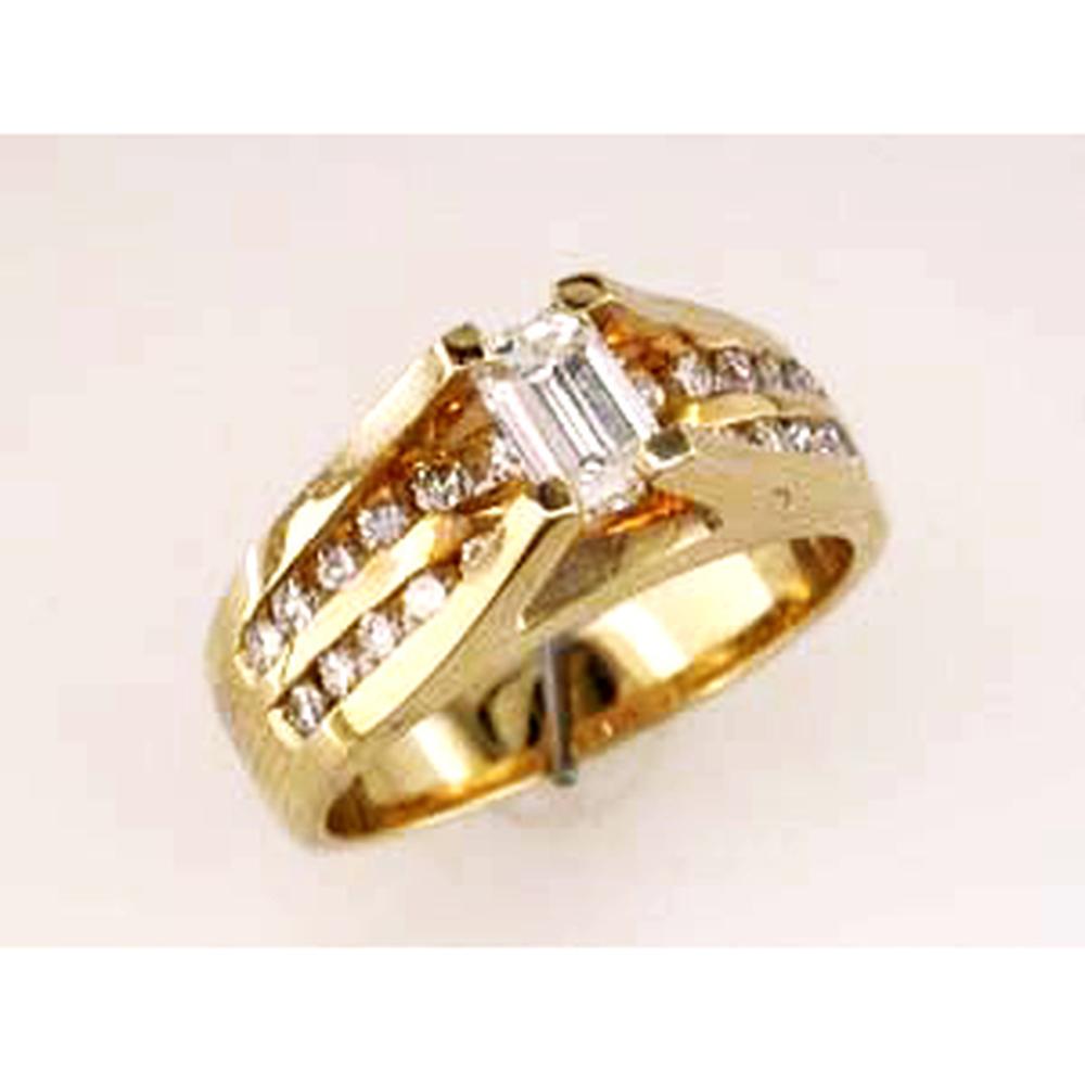 Royal 14K Yellow Gold Emerald Cut Diamond Engagement Ring - 0.47 Carat Center